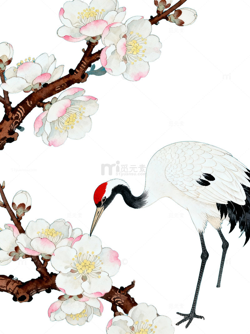 仙鹤梅花图