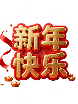 新年快乐3D艺术字