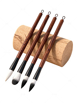 中式毛笔与软木摆件