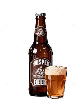 啤酒瓶与杯插画