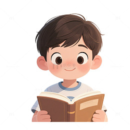 男生阅读手绘卡通元素