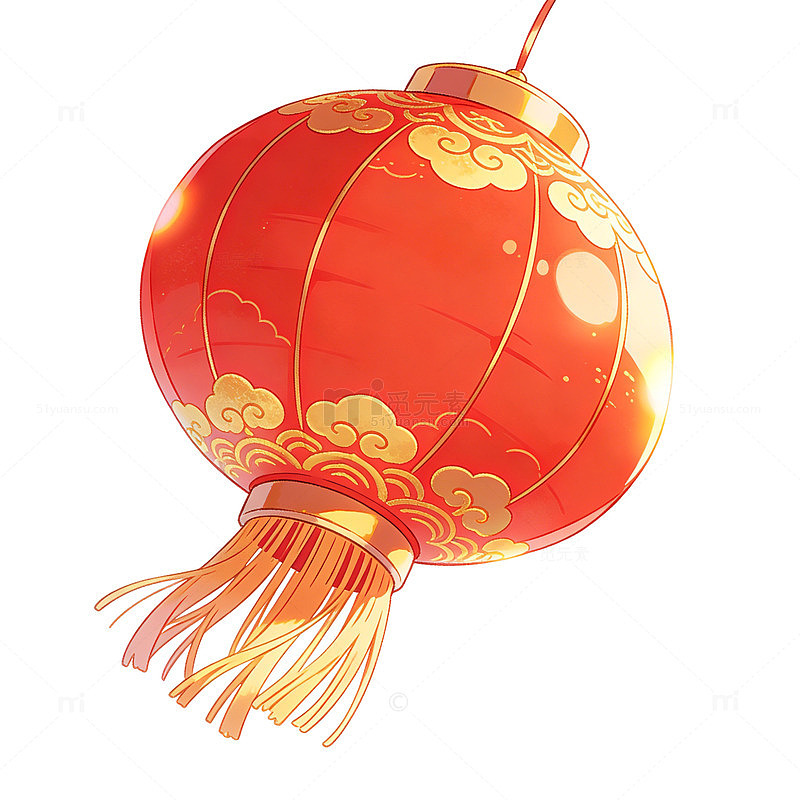 鎏金花纹红灯笼