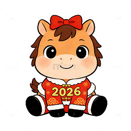 可爱马儿迎2026新年卡通形象