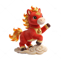中国风喜庆小马玩偶摆件