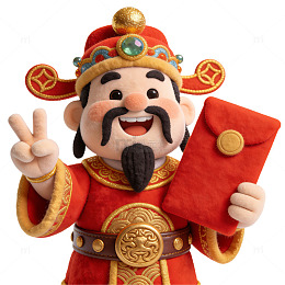 喜庆财神爷新年祝福玩具模型