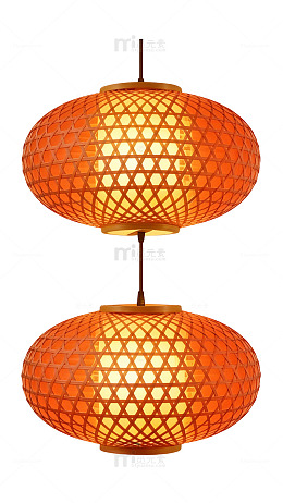 橙黄色灯笼吊灯装饰素材