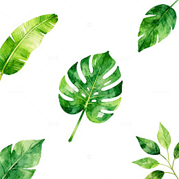 绿色植物水彩画装饰图案