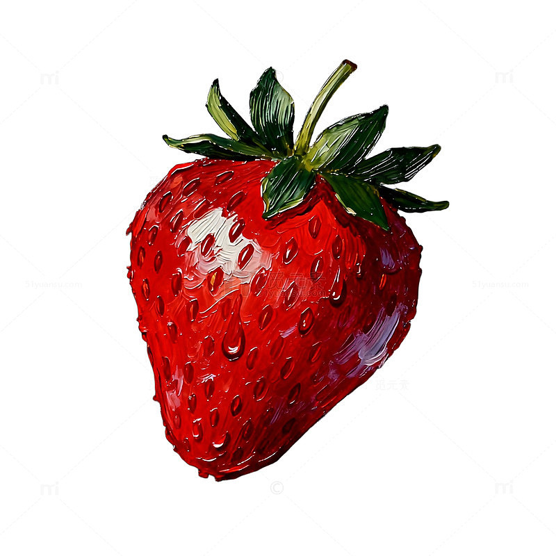 油画风格草莓绘画素材