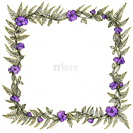 复古风花卉边框插画设计素材