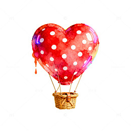 心形气球热气球卡通插画