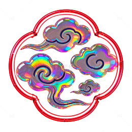 霓虹云纹圆形装饰图案