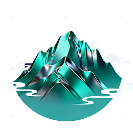 梦幻绿山峰艺术插画