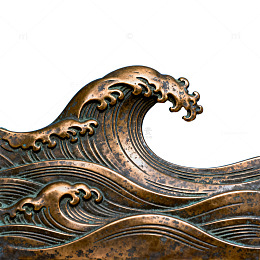 金属浮雕海浪装饰图案
