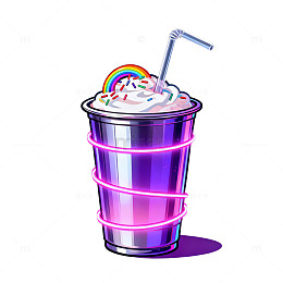 霓虹杯饮料卡通插画