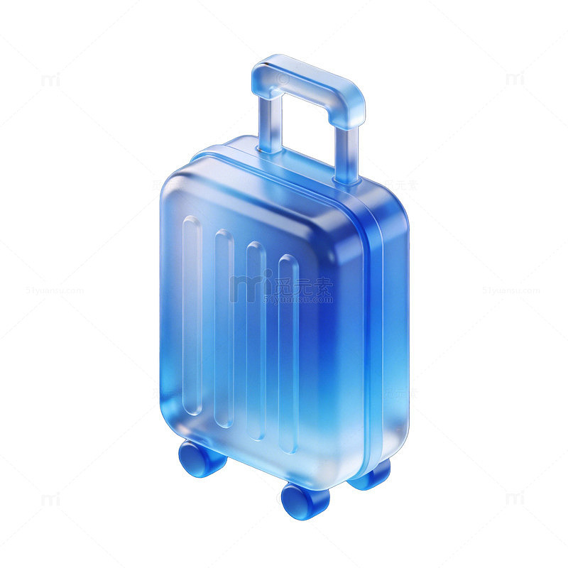 透明蓝色行李箱设计素材