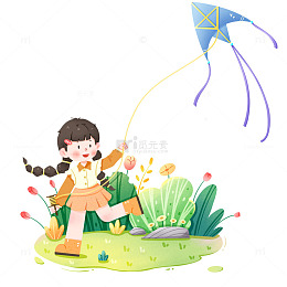 春天放风筝场景元素