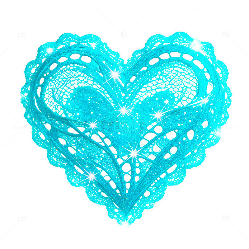 蓝色蕾丝心形图案设计素材