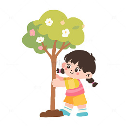 春天小朋友植树免抠元素