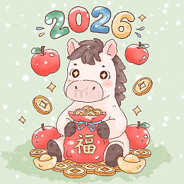 马年背景插图