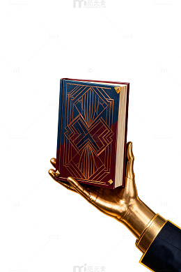 金色手掌持书本艺术插画