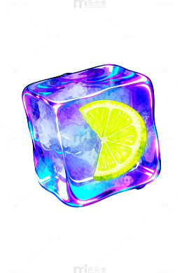 多彩冰块柠檬创意摄影