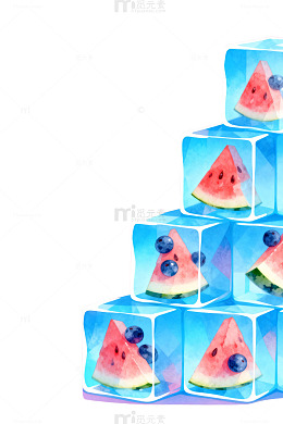 冰爽西瓜冰块创意摄影