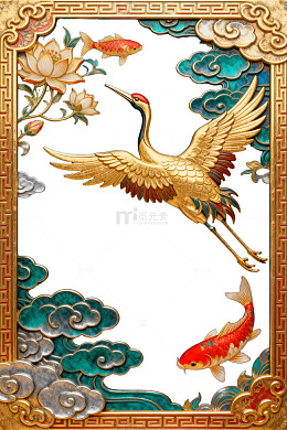 传统中国风仙鹤锦鲤装饰画