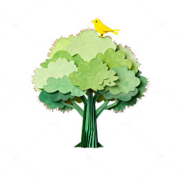 纸艺树鸟艺术装饰图