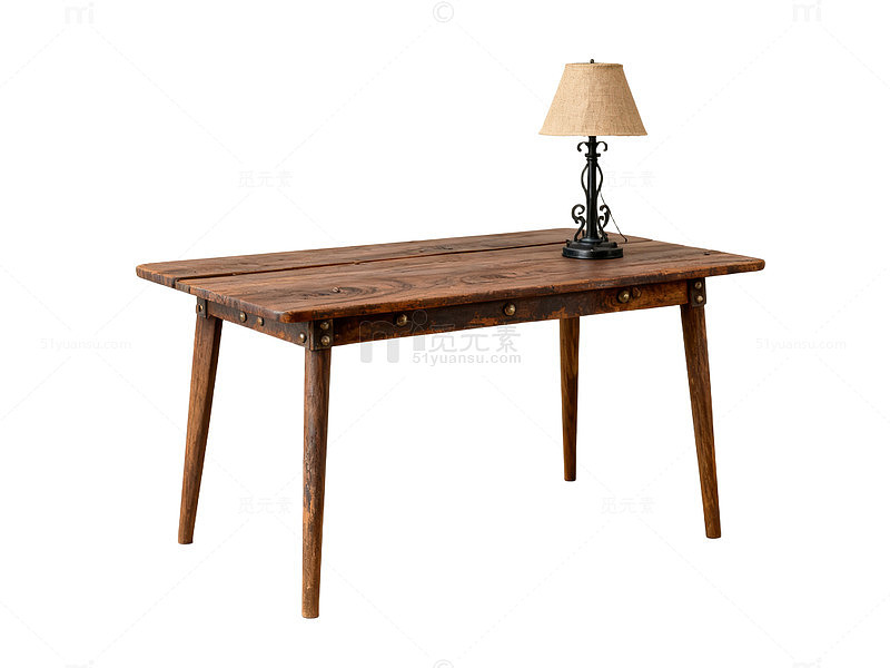 复古木桌台灯陈设