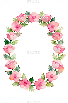 水彩花卉花环装饰画设计素材