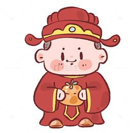 卡通灶神喜庆形象插画