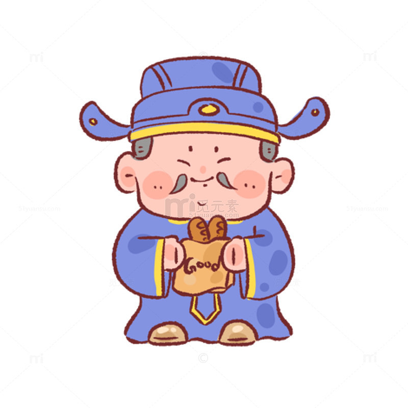 可爱卡通灶神祈福图像