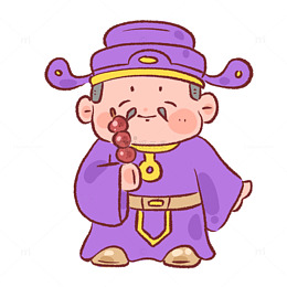 卡通灶神糖葫芦喜庆形象插画