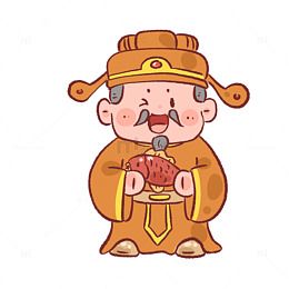卡通灶神形象插画设计素材