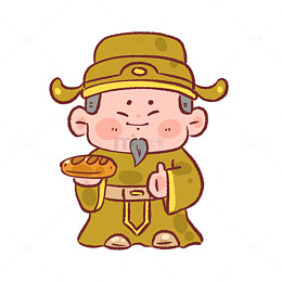 卡通古风人物美食插画