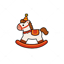 卡通小马摇摆玩具插画