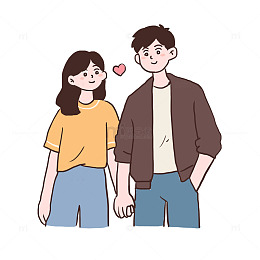 七夕节情侣手绘卡通元素