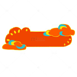 春节标签涂鸦手绘卡通彩云财运标题