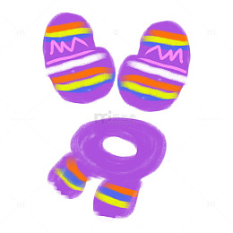 冬季保暖紫色手绘卡通手套围巾围脖