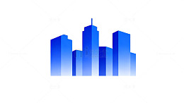 蓝橙城市剪影设计图