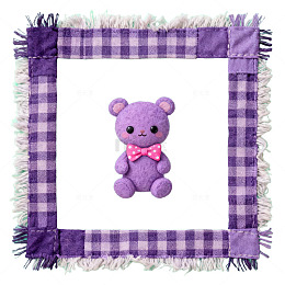 紫格子相框小熊装饰