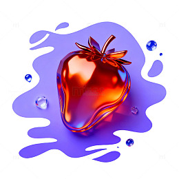 金属质感草莓艺术图