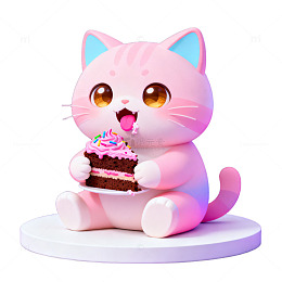 可爱卡通猫咪蛋糕3D模型素材