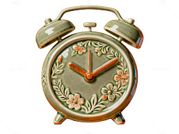复古花卉闹钟静物绘画