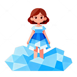 AI卡通女孩插画