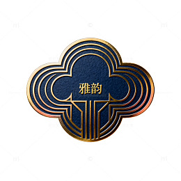 雅韵风格云纹徽章设计素材