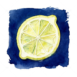 水彩柠檬切片装饰画