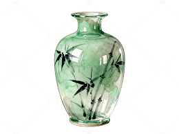 绿色花瓶竹子图案装饰艺术品