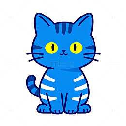 卡通蓝猫插画设计素材