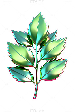 金属质感绿叶艺术装饰画